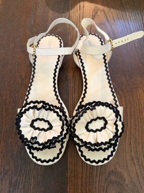 See by Chloe White Leather Ankle Strap Flats Buckle Rickrack Cottagecore